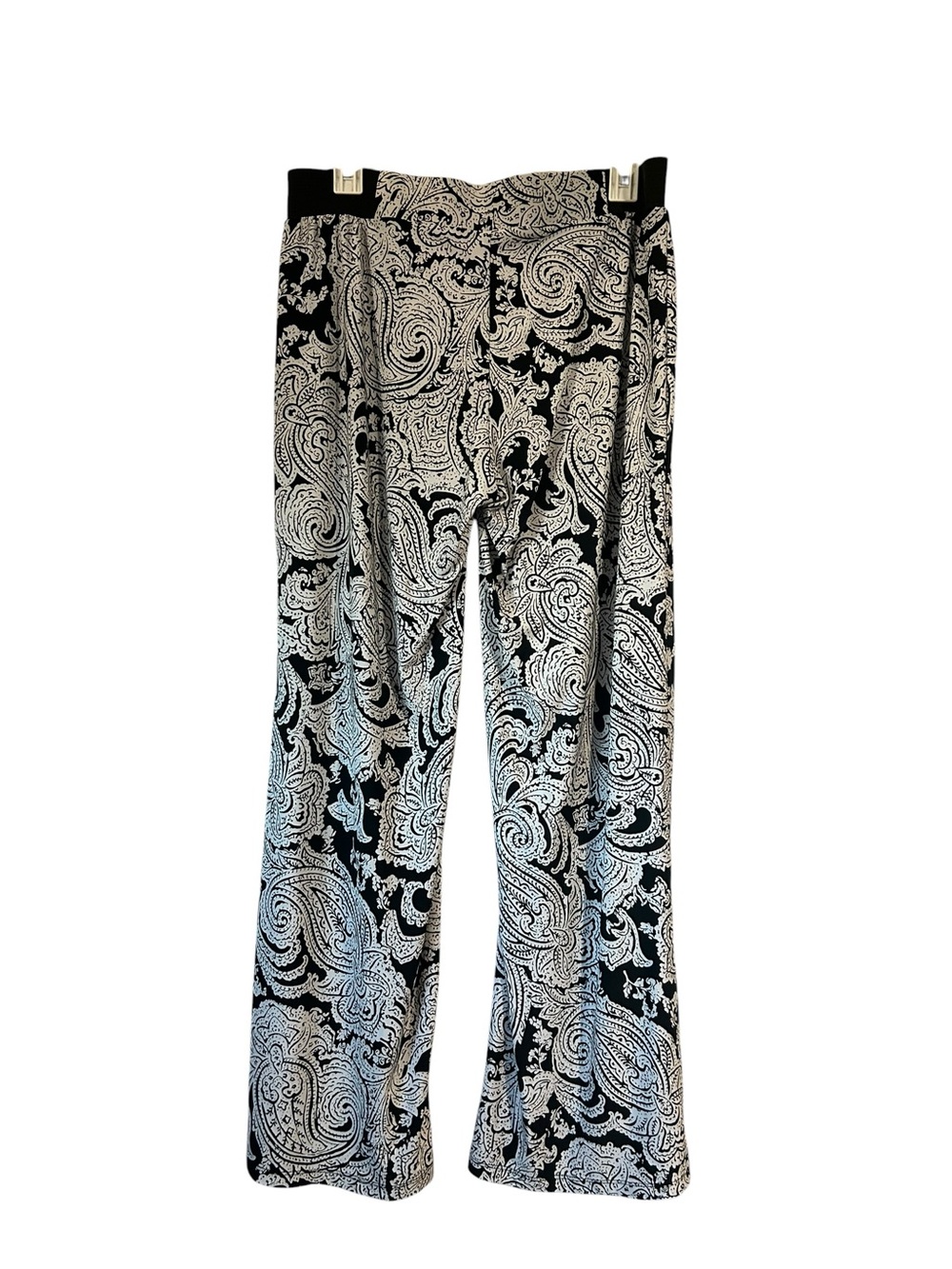 INC International Concepts Black & White Paisley Wide Leg Pants L